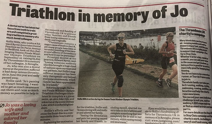 #StepUpToStopClots Hollie completes Triathlon in memory of her close friend, Jo
